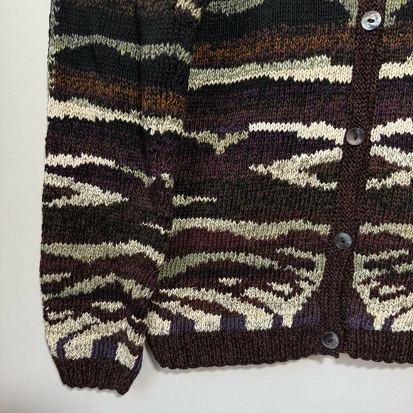 Peruvian Connection Pima Cotton Knit Cardigan Zebra Button Up Small S Artisan